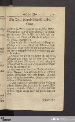 Die XXII. Abend-Bet-Stunde.