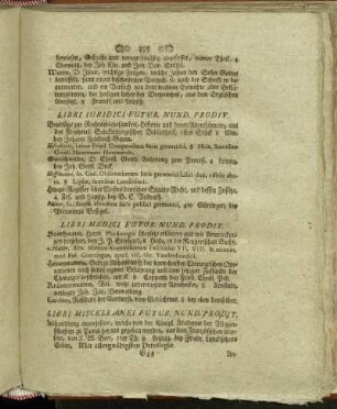 Libri Miscellanei Futur. Nund. Prodit.