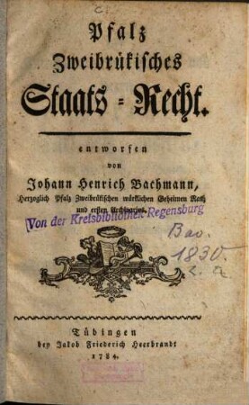 Pfalz Zweibrükisches Staats-Recht
