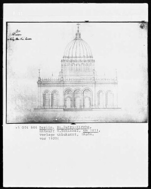 Entwürfe von Schinkel zum Wiederaufbau der Sankt Petri-Kirche in Berlin
