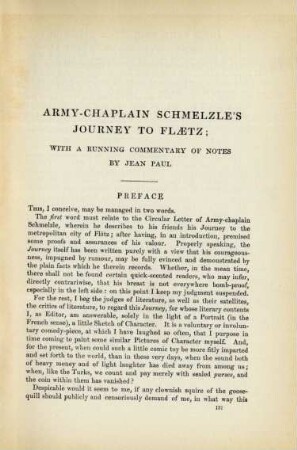 Army-chaplain Schmelzle's journey to Flætz; with a running commentary of notes by Jean Paul