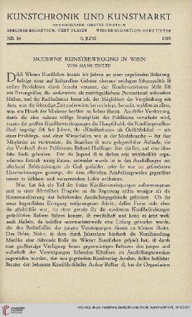 Neue Folge 30 = Jahrgang 54: Moderne Kunstbewegung in Wien