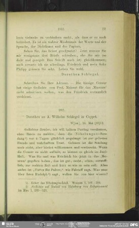 Dorothea von Schlegel an August Wilhelm von Schlegel, Wien, 16.05.1812