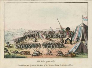 Napoleon-Karikatur: "Alte Liebe rostet nicht oder Beschäftigung des großen Mannes auf der kleinen Ratten-Insel Sanct Helena"