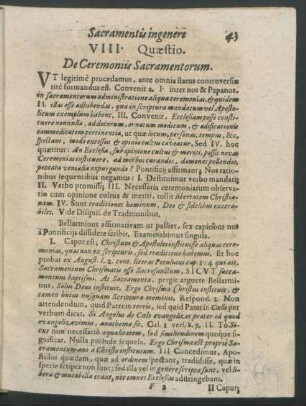 VIII. Quaestio. De Ceremoniis Sacramentorum.