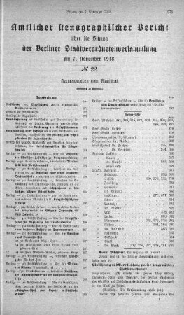 No. 22, 7. November 1918