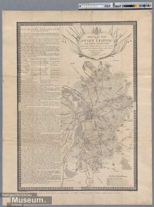 Situations Plan der Stadt Leipzig und deren Umgebungen nebst den Armee Stellungen während der am 16 bis 19 October 1813 zwischen den verbündeten Mächten und den Franzosen gelieferten Schlacht.