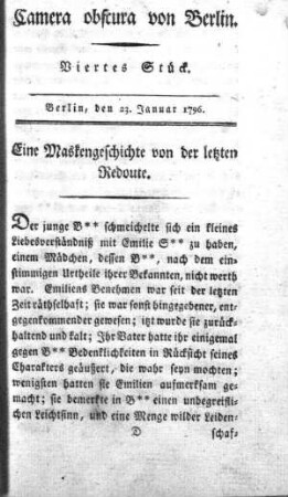 Viertes Stück, 23. Januar 1796