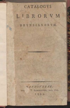 Catalogvs Librorvm Brvnsianorvm
