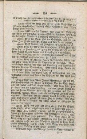6) Christian Kellinghusen Bürgers in Flensburg Annales historici von 1634 bis 1676.