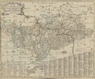 Accurate Geographische Delineation derer zu dem Meissnischen Creisse gehörigen Aemmter, Pirna, Hohnstei, mit Lohmen, Dippoldiswalda und Grüllenburg ; Nebst andern daran grentzenden Aemtern u. Gegenden