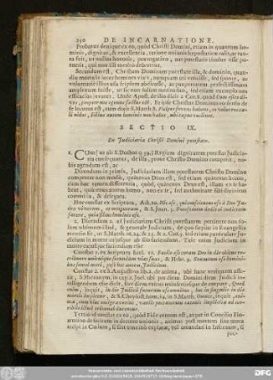 Sectio IX. De Iudiciaria Christi Domini potestate.