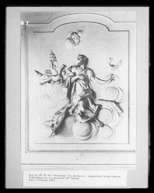 Stuckrelief, Hl. Petrus : Jagdschloss Hubertusberg, Schlosskapelle, Stuckrelief, Hl. Petrus