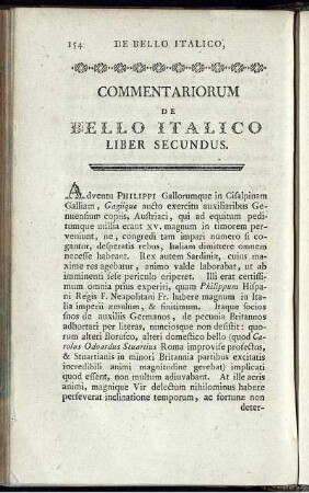 Commentariorum de Bello Italico Liber Secundus.