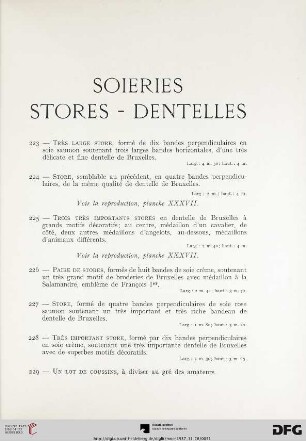 Soieries – Stores – Dentelles (Nr. 223-229)