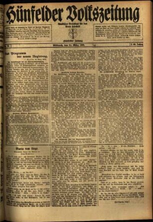 Ausgabe vom Mittwoch, den 31. März 1920.