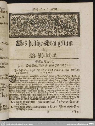 Das heilige Evangelium nach S. Matthäo