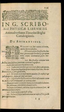 In G. Scribonii Physicae Librum III. Animadversiones Timothei Brighti Cantabrigiensis.