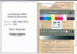 Entnazifizierung Alexander Roos , geb. 30.04.1889 (Beamter)