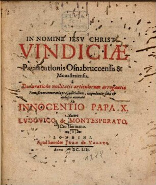 Vindiciae pacificationis Osnabruccensis