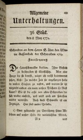 36 Stück. den 8 May 1771.