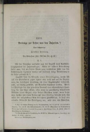 XXVI. Beiträge zur Lehre von den Injurien