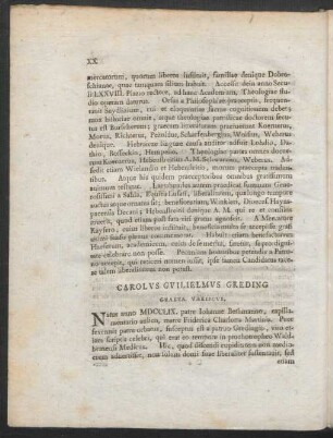Carolus Guilielmus Greding Graeza Variscus