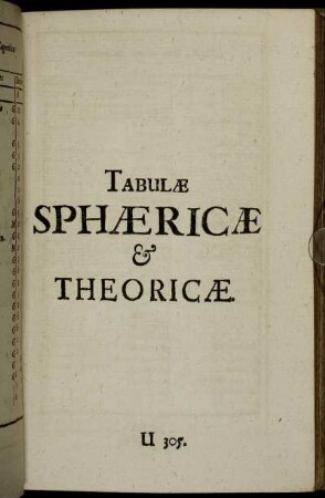 Tabulæ Sphæricæ & Theoricæ.