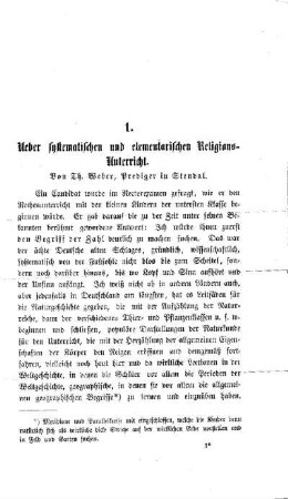 Ueber systematischen und elementarischen Religions-Unterricht