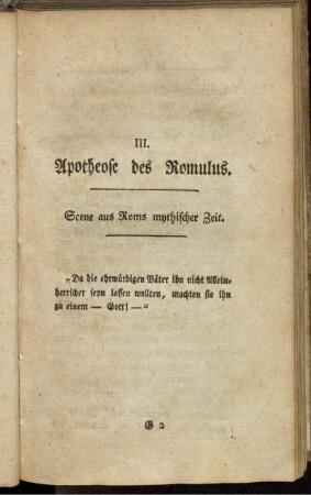 III. Apotheose des Romulus.