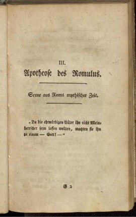 III. Apotheose des Romulus.
