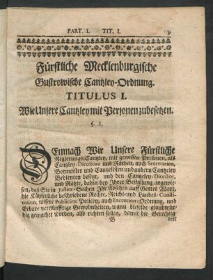 Fürstliche Mecklenburgische Gustrowische Cantzley-Ordnung.