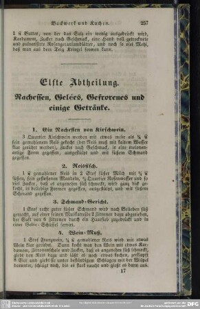 Elfte Abtheilung. Nachessen, Geleés, Gefrorenes und einige Getränke