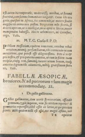 Fabellae Aesopicae, breviores, & ad puerorum usum magis accomodatae. 22.
