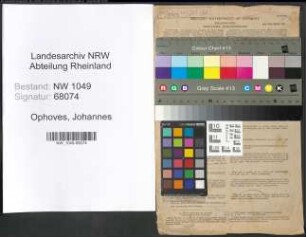 Entnazifizierung Johannes Ophoves , geb. 29.07.1904 (Lehrer)