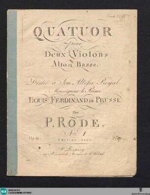 Quatuor pour deux violons, alto et basse : op. XI