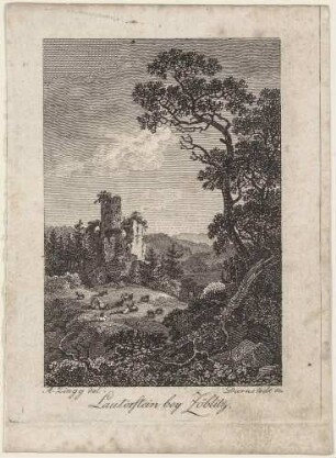 Die Burgruine Lauterstein (Marienberg-Niederlauterstein) im Erzgebirge, aus Beckers Taschenbuch zum geselligen Vergnügen