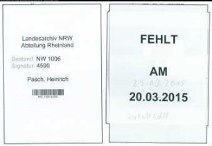 Entnazifizierung Heinrich Pasch , geb. 01.02.1904 (Metzger)
