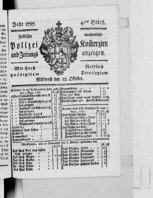 41tes Stück., Ausgabe vom 10. Oktober 1787