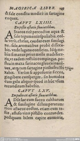 CAPUT LXIIII. De pistis astacis fluviatilibus.
