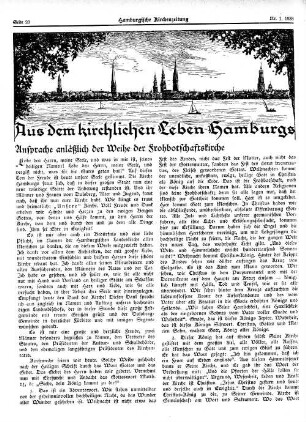 Aus dem kirchlichen Leben Hamburgs