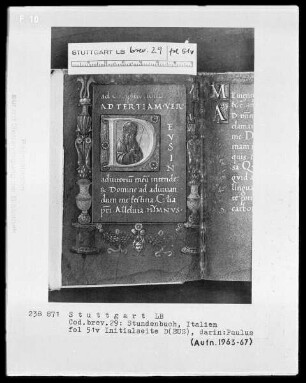 Lateinisches Stundenbuch (Franziskaner-Handschrift) — Gerahmte Initialseite, Folio 51verso