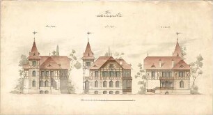 Reiffenstuel, Carl; Villa - Ost, - West, - u. Südfassade (Aufrisse)