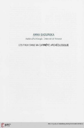 Les faux dans ma carrière archéologique