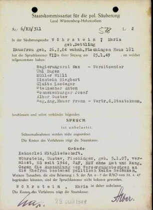 Wöhrstein, Maria, geb. Dettling