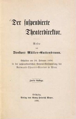 Der suspendierte Theaterdirektor