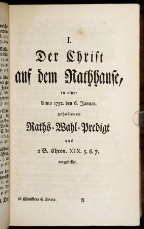 I. Der Christ auf dem Rathhause,[...]