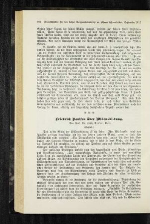 Friedrich Paulsen über Willensbildung : (Schluß)