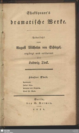5: Coriolanus. Julius Cäsar. Antonius und Cleopatra. Maaß für Maaß