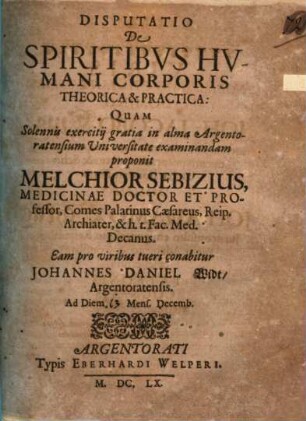 Disp. de spiritibus humani corporis theorica et practica